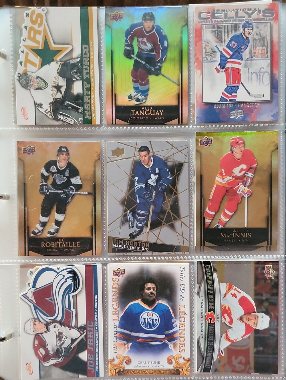 Hockey Card Binder Page - Assorted Hockey Cards (Blue, Red, White)